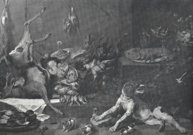 Sotheby's — Snyders Frans - sec. XVII - Natura morta con selvaggina, aragosta, ostriche, frutta e cani — insieme